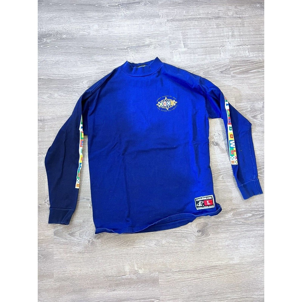 Vintage Logo athletics Super Bowl San Diego XXXII Long Sleeve T Shirt Men Sz L